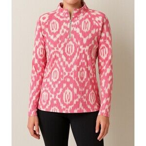 Sport Haley Pink White Ikat Half Zip Athletic Pullover XL Long Sleeve